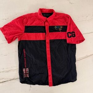 COOGI CG Men's XL Short Sleeve Shirt Plaid Aussie Flag Red/Black